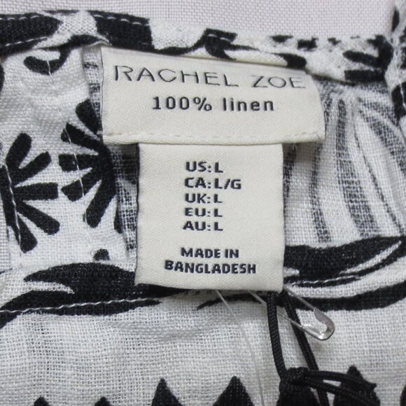 NWT RACHEL ZOE womens LINEN tank TOP black WHITE spaghetti strap BOHO SIZE L - Picture 4 of 10
